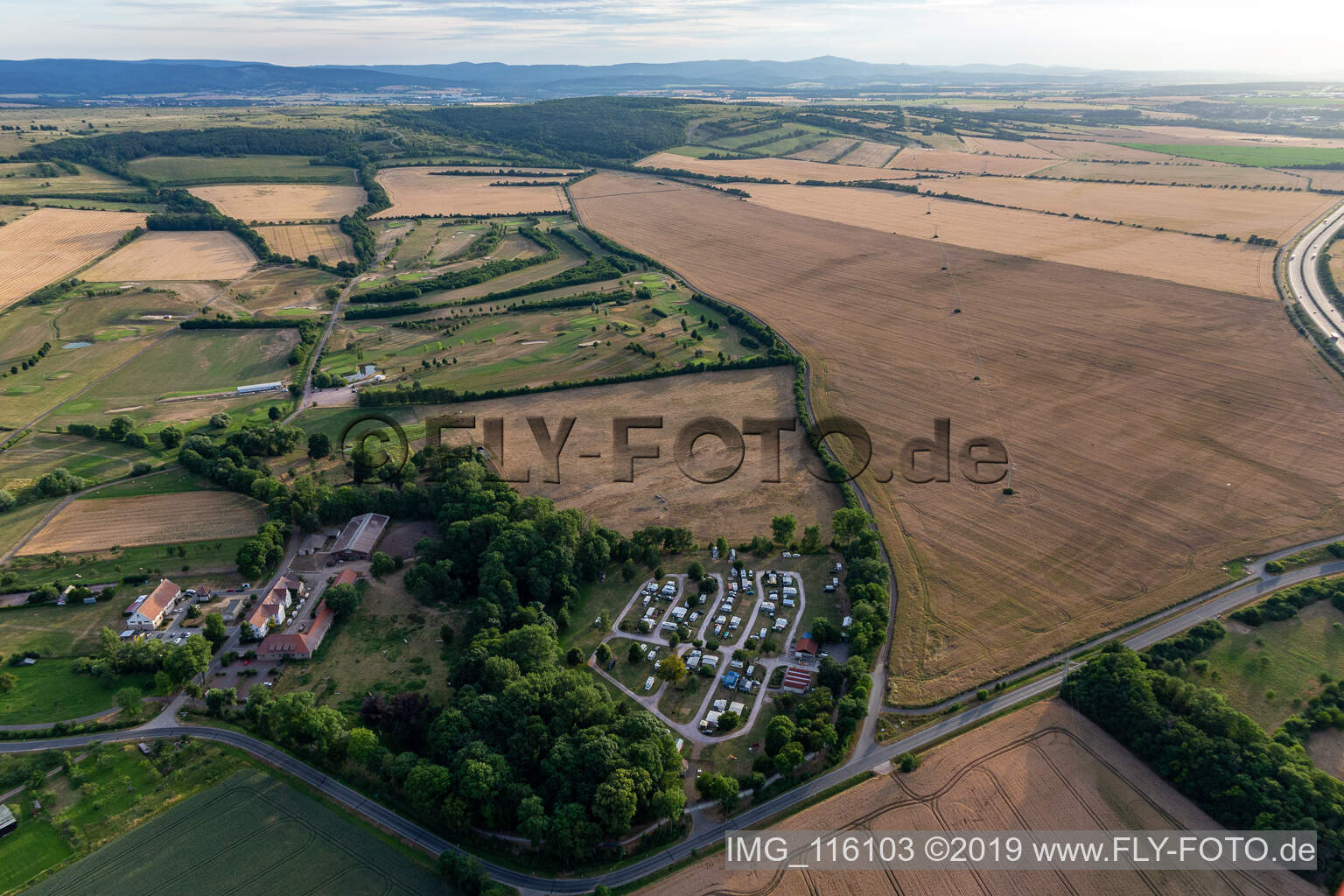 Thuringian Golf Club Drei Gleichen Mühlberg eV in the district Mühlberg in Drei Gleichen in the state Thuringia, Germany out of the air