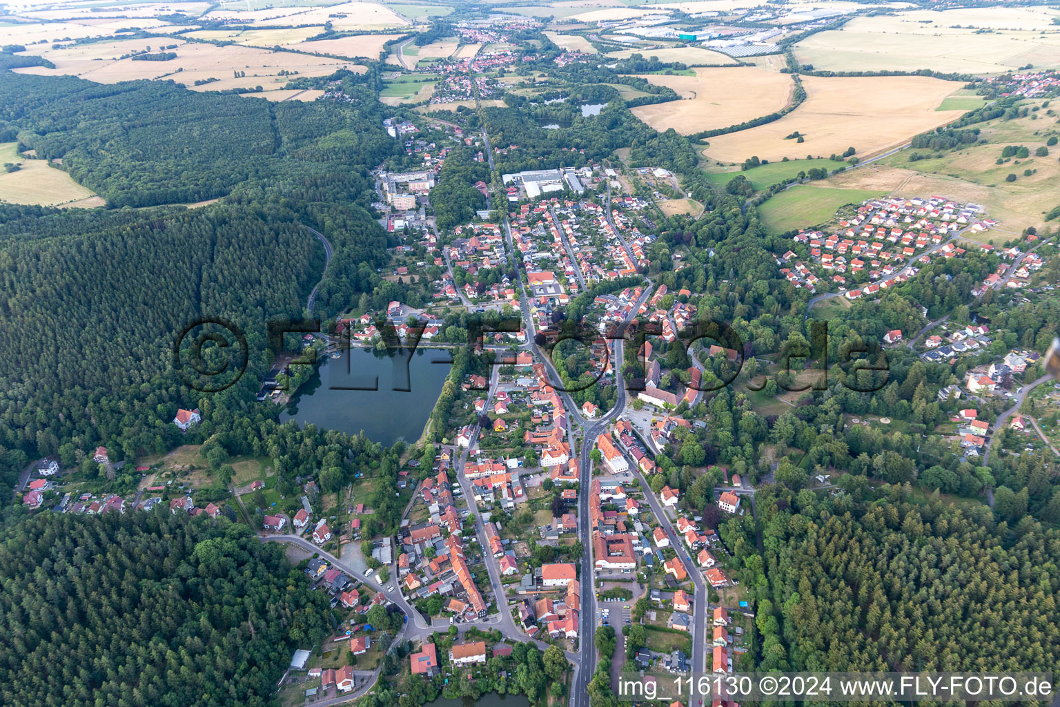 Aerial view of Georgenthal/Thür. Wald in the state Thuringia, Germany