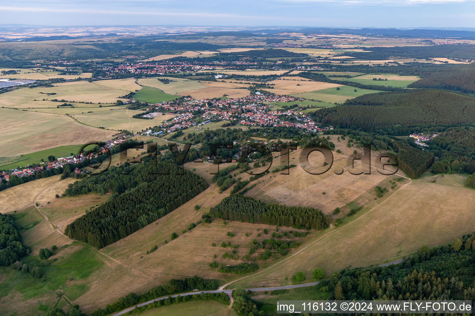 Aerial view of Gräfenhain in the state Thuringia, Germany