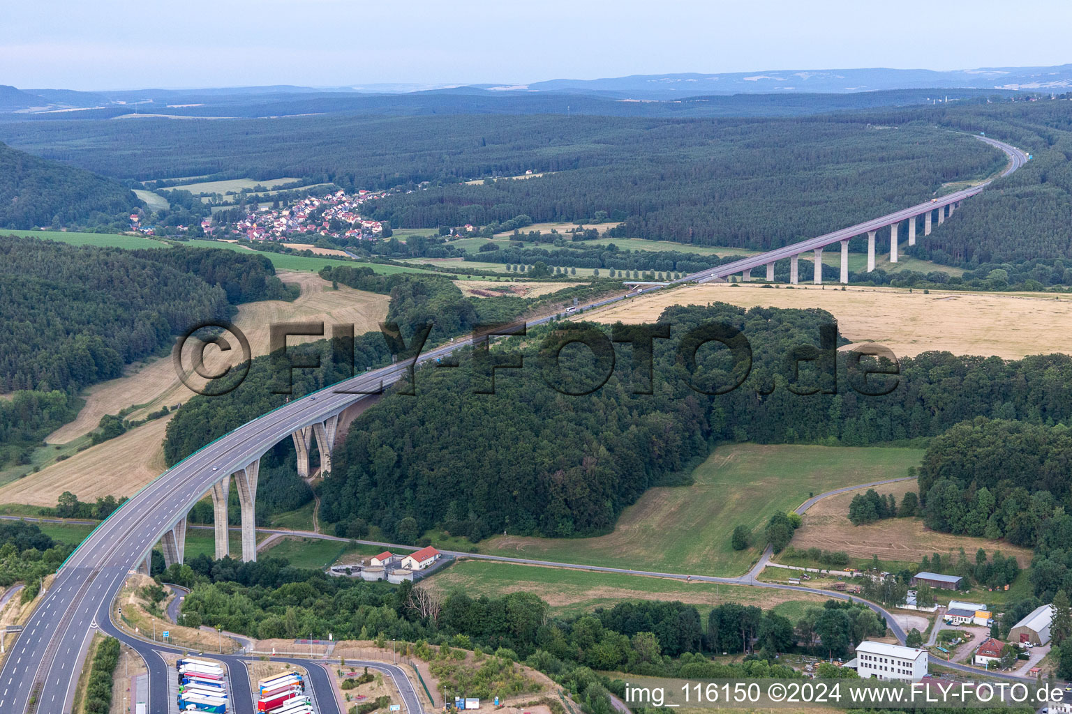 A71 Gräfenroda viaduct in Geschwenda in the state Thuringia, Germany