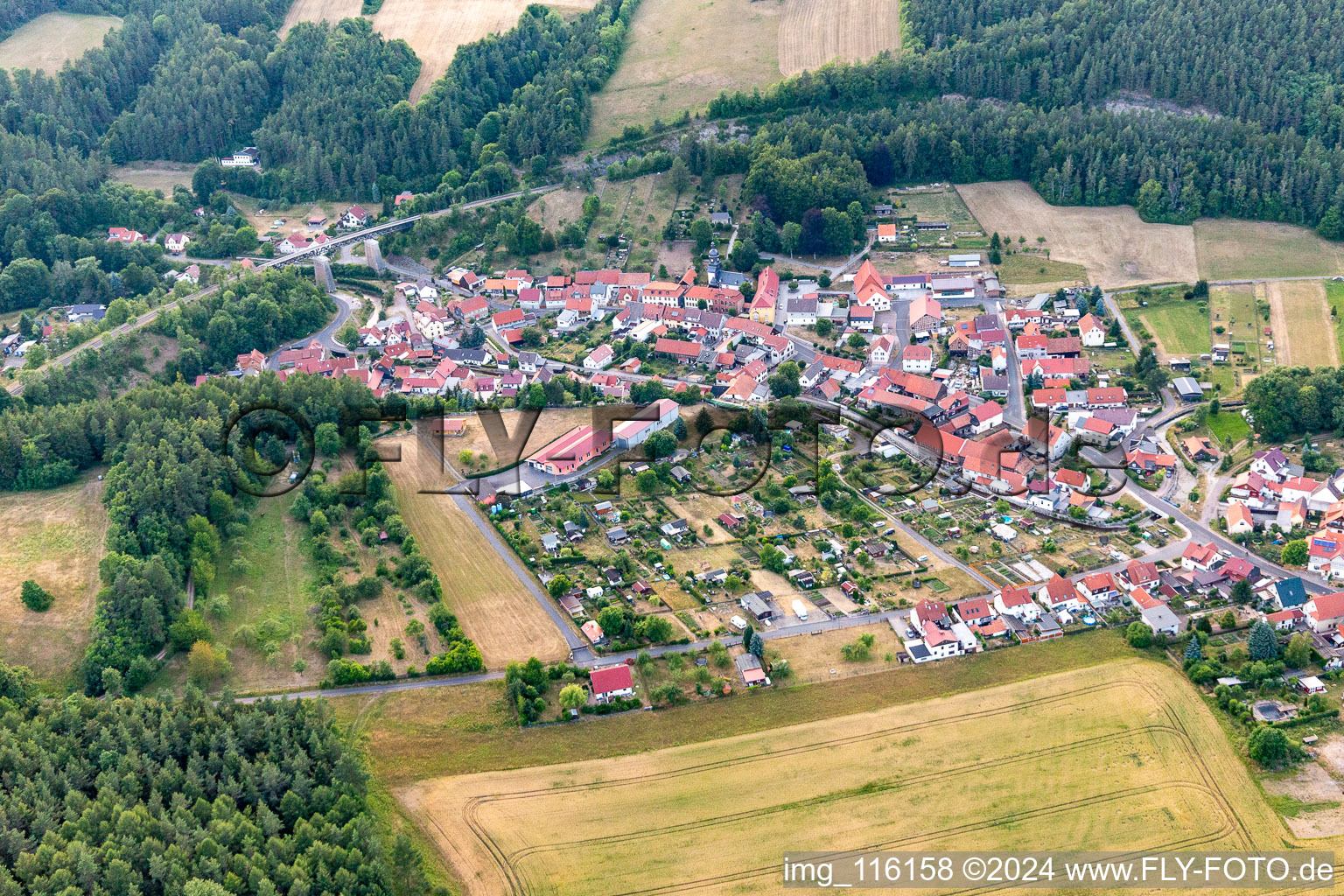 Aerial view of District Angelroda in Martinroda in the state Thuringia, Germany