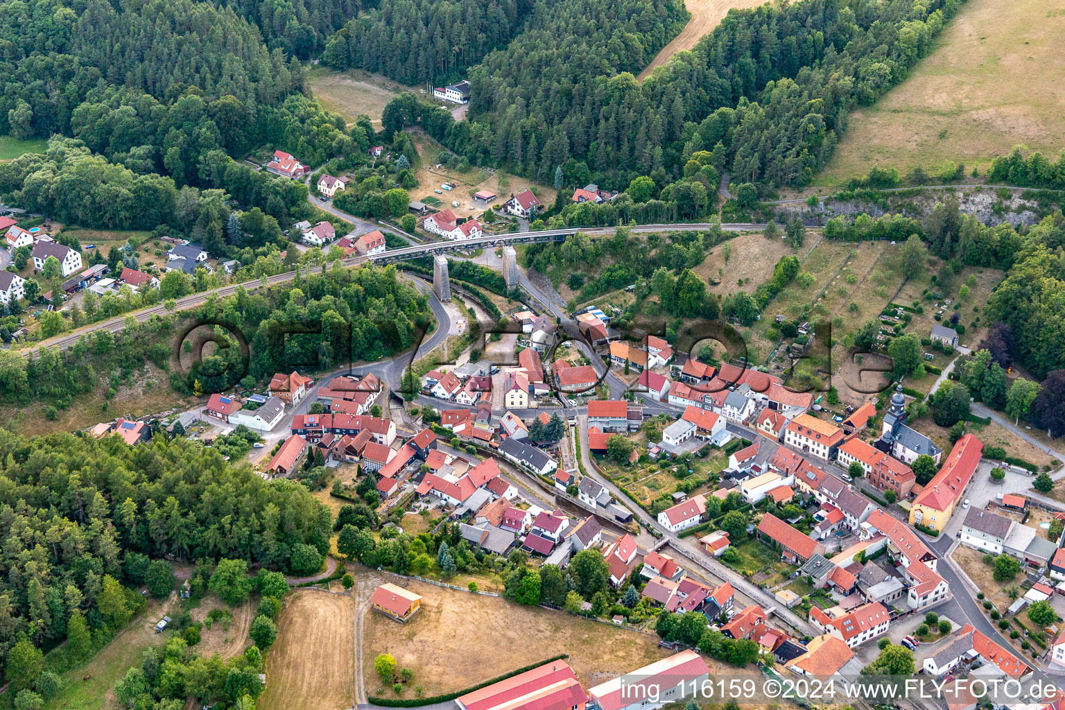 Railway bridge building to route the train tracks in Angelroda in the state Thuringia