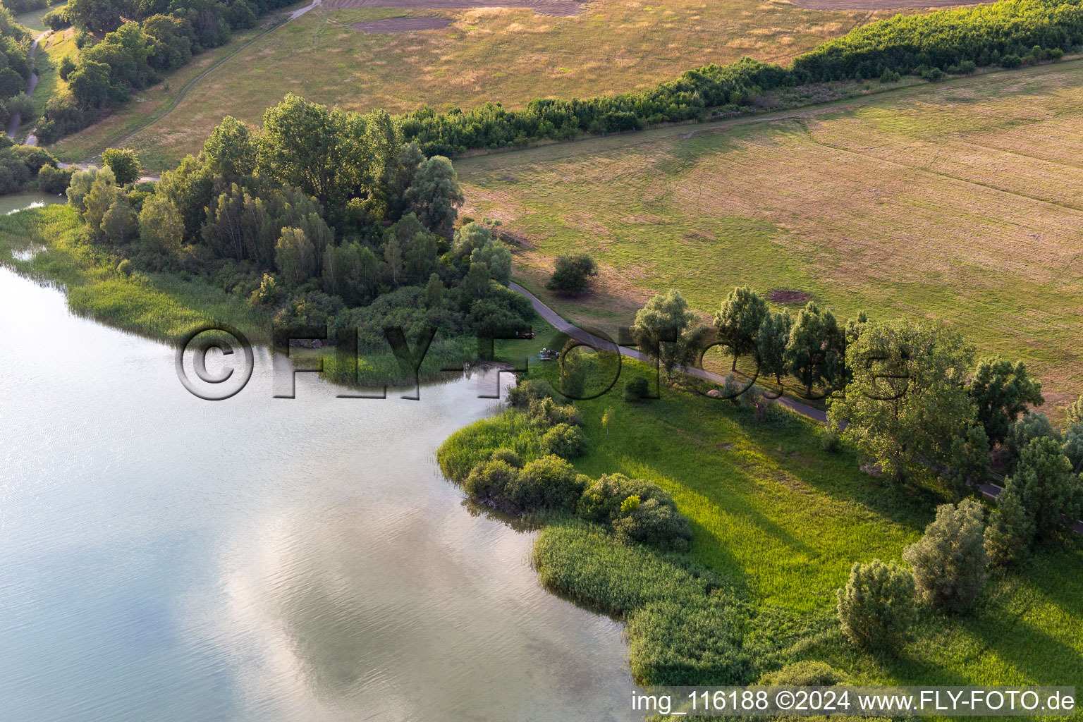 Aerial view of Bathing area at Unteruckersee in Prenzlau in the state Brandenburg, Germany