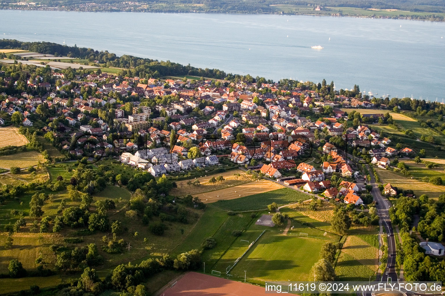 Aerial view of District Litzelstetten in Konstanz in the state Baden-Wuerttemberg, Germany