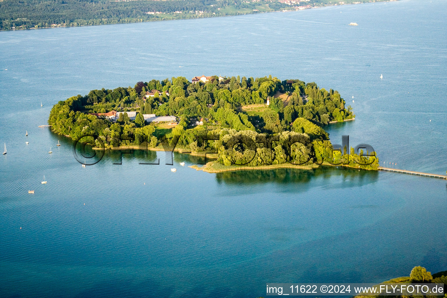 Aerial view of Constance, Island Mainau in Mainau in the state Baden-Wuerttemberg, Germany