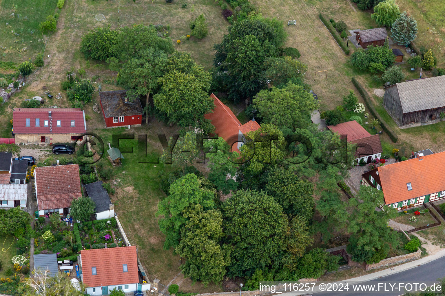 Oblique view of District Seehausen in Oberuckersee in the state Brandenburg, Germany