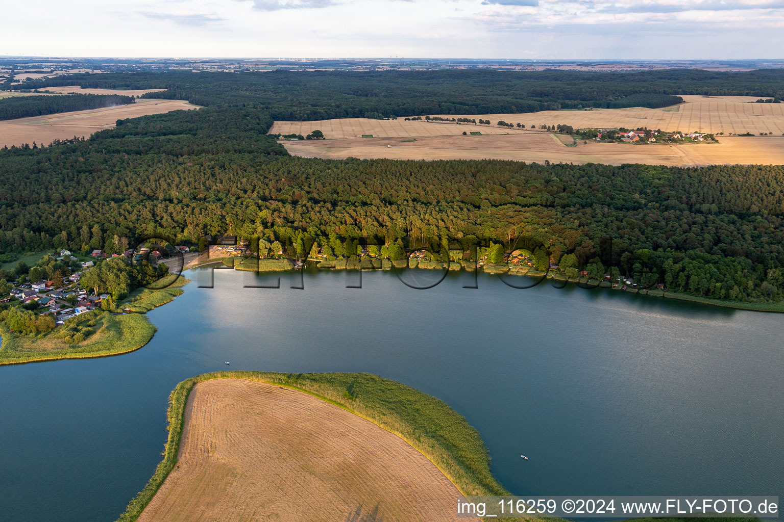 Aerial view of Oberuckersee in the state Brandenburg, Germany