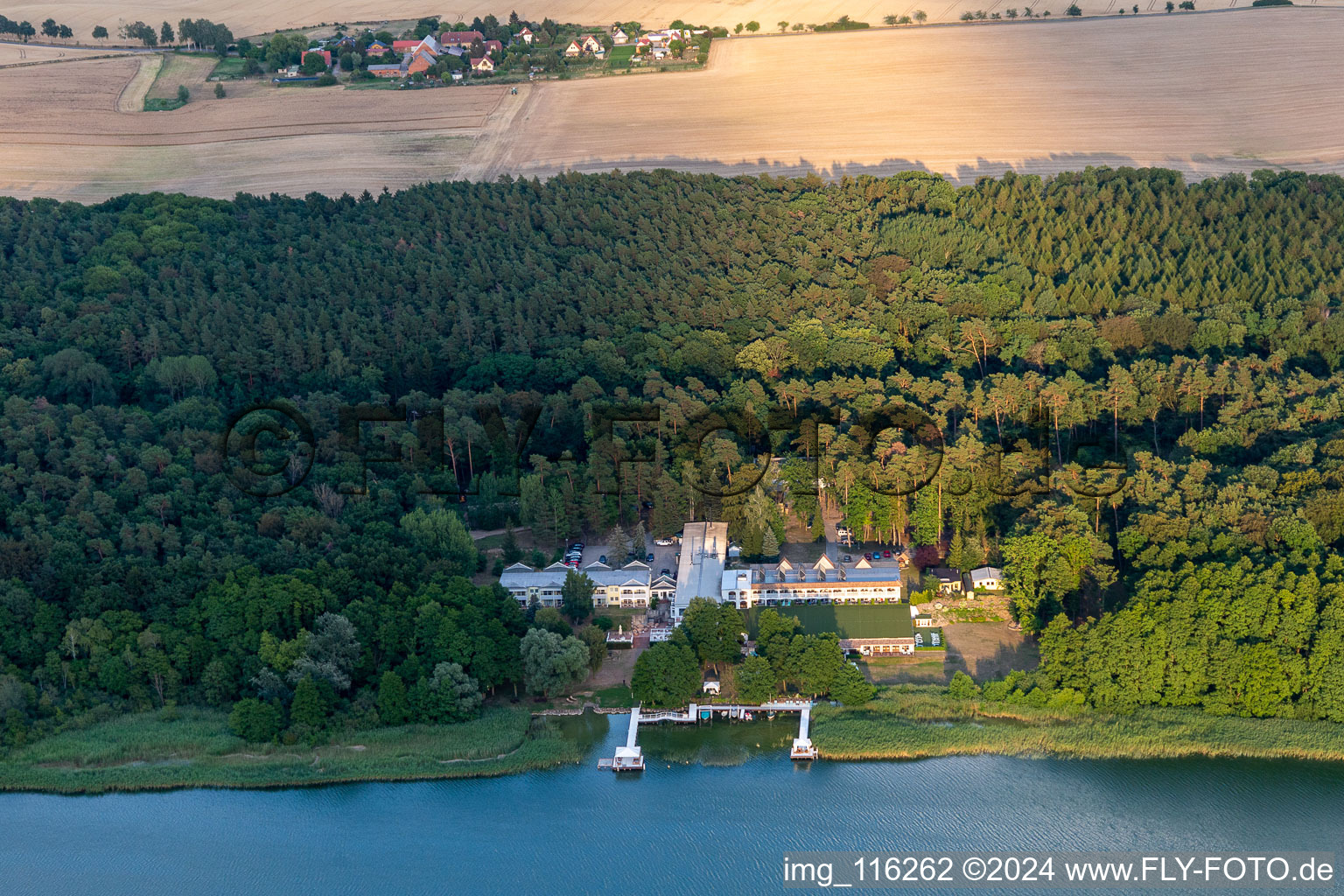 Aerial photograpy of Panorama Hotel in Oberuckersee in the state Brandenburg, Germany