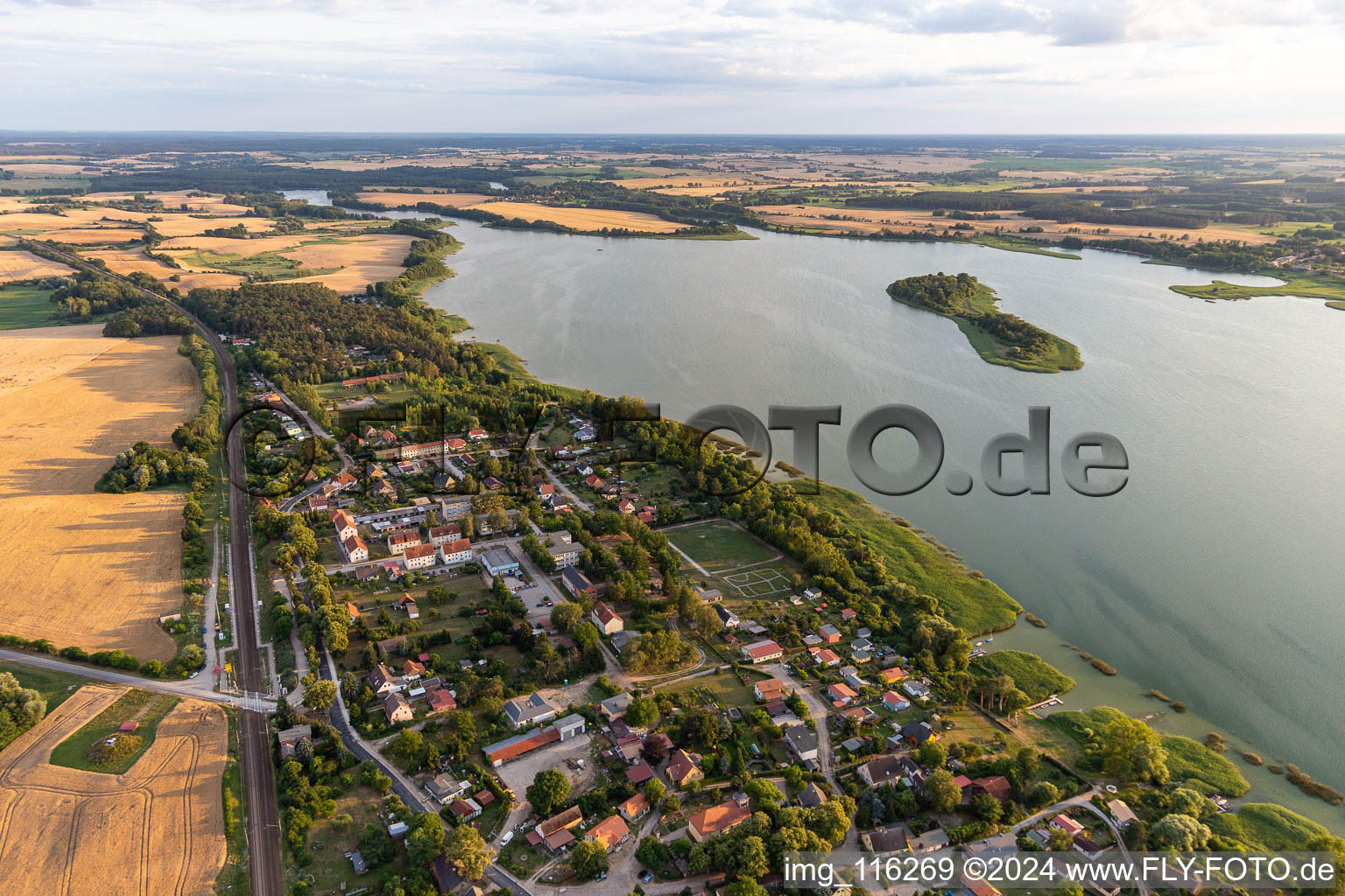 Riparian areas on the lake area of Oberuckersee in Warnitz in the state Brandenburg, Germany