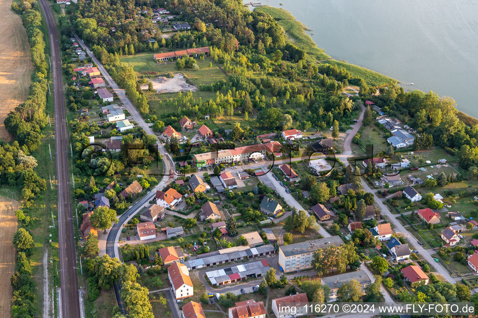 Oblique view of District Warnitz in Oberuckersee in the state Brandenburg, Germany