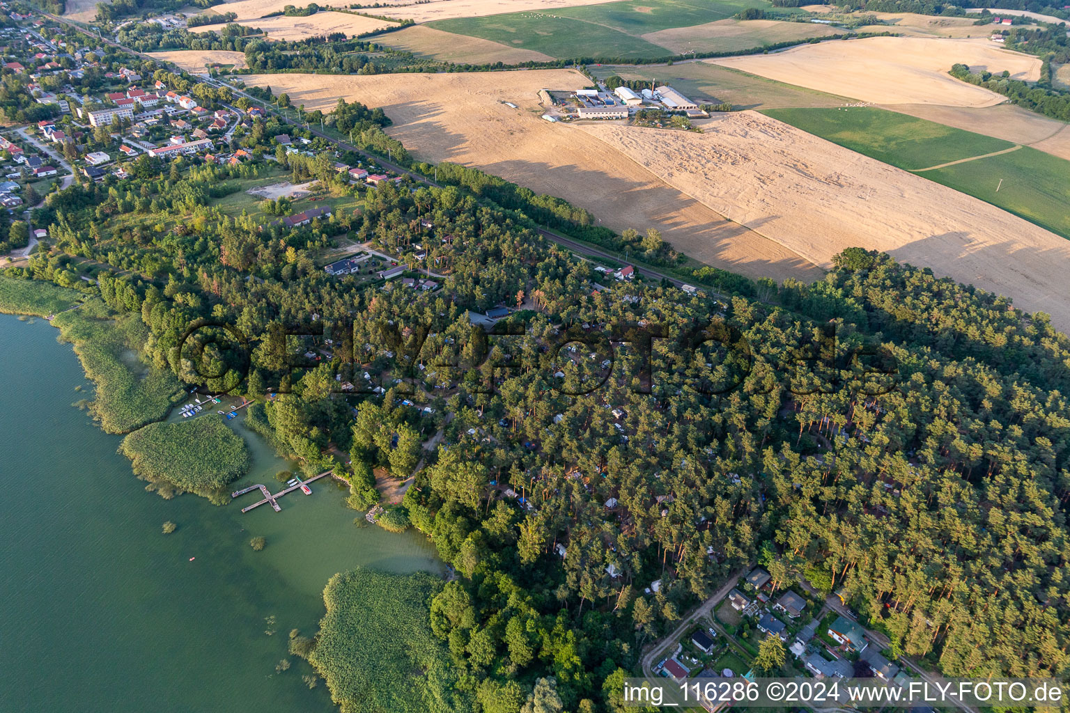 Aerial photograpy of Camping at Oberuckersee in the district Warnitz in Flieth-Stegelitz in the state Brandenburg, Germany