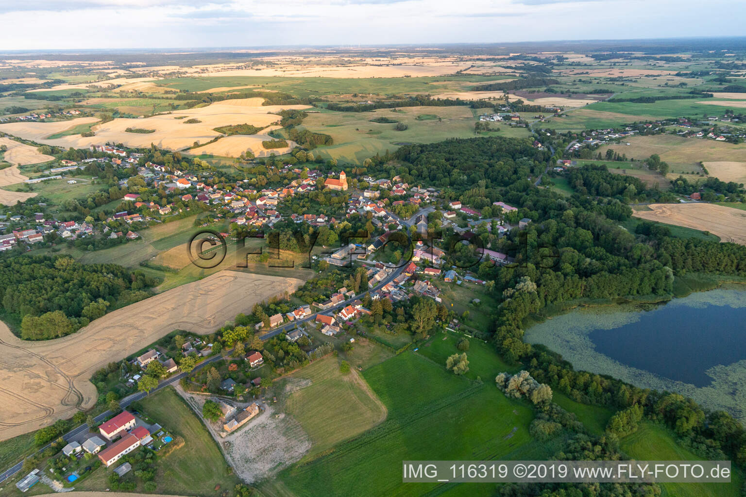 Aerial view of Gerswalde in the state Brandenburg, Germany