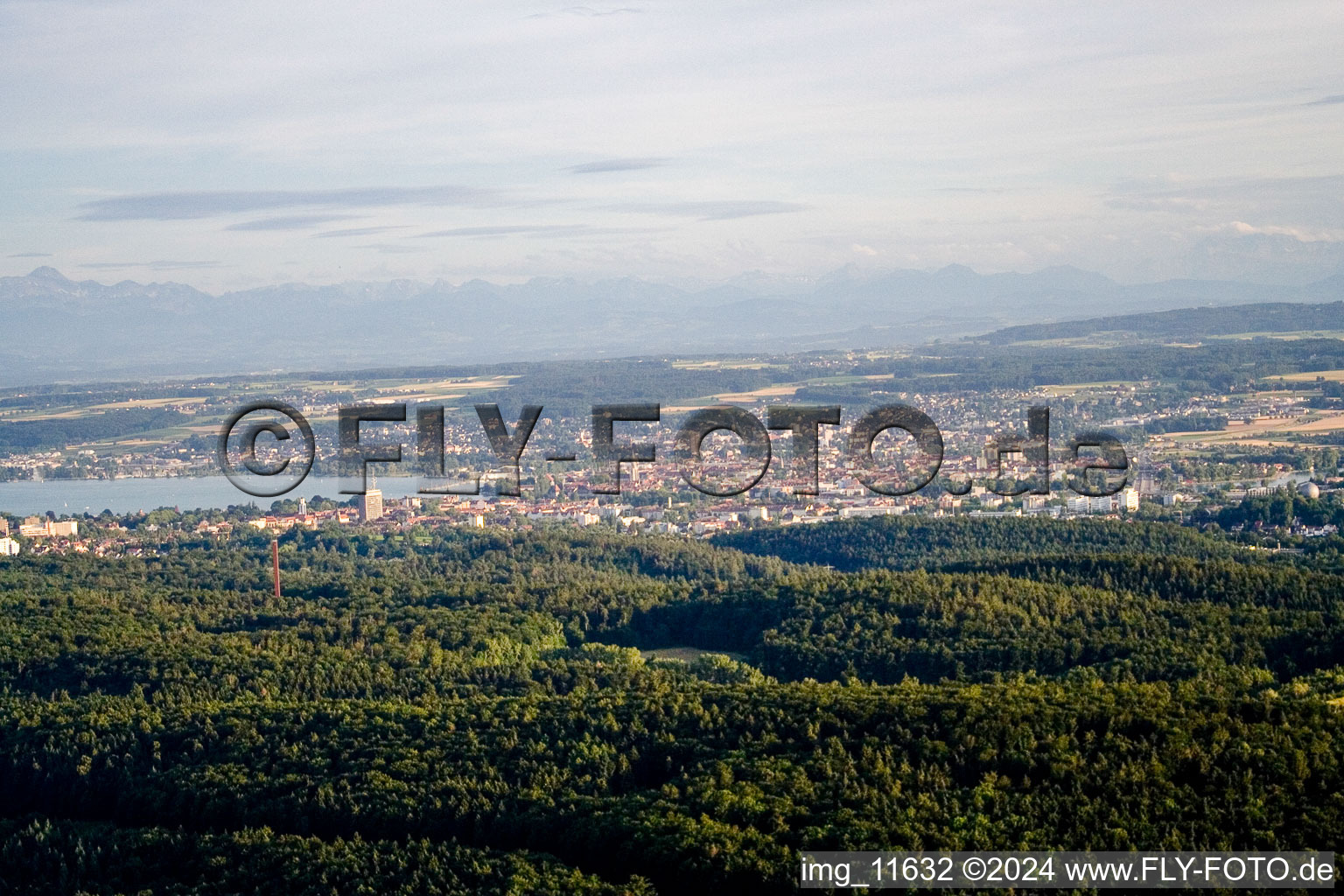 Aerial view of Kreuzlingen in the district Petershausen in Konstanz in the state Baden-Wuerttemberg, Germany