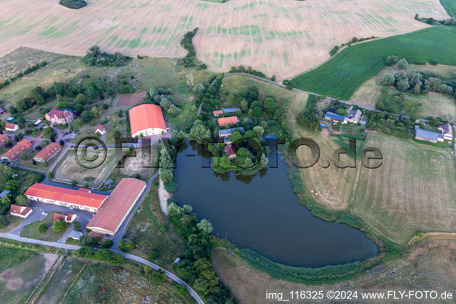 Aerial photograpy of Castle Herrenstein, Haunted Adventureland in Herrenstein in the state Brandenburg, Germany