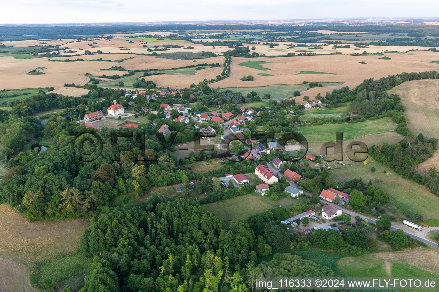 Aerial view of District Groß Fredenwalde in Gerswalde in the state Brandenburg, Germany