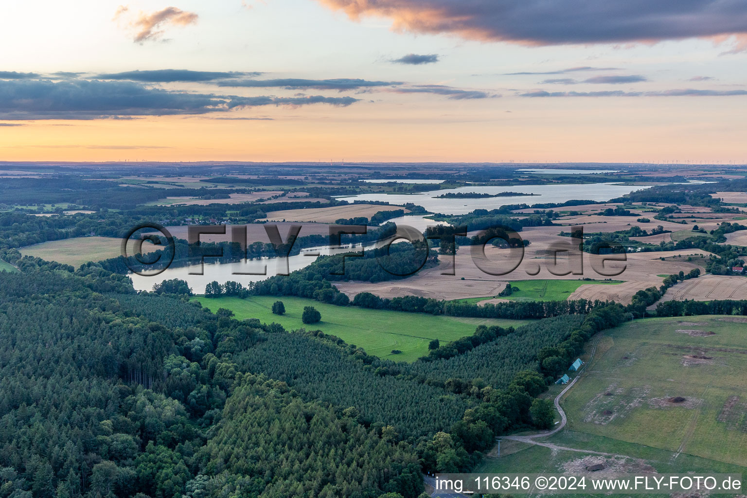 Aerial photograpy of Oberuckersee in the state Brandenburg, Germany