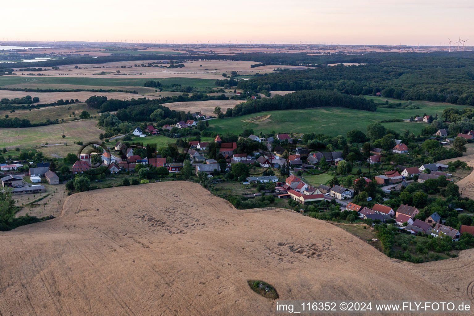 Aerial view of District Melzow in Oberuckersee in the state Brandenburg, Germany