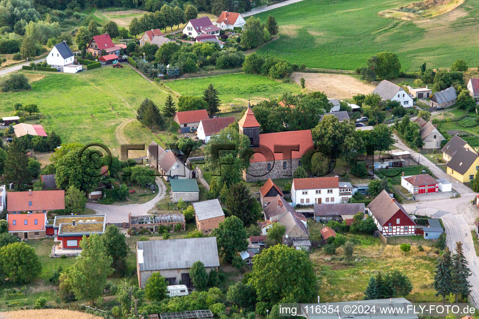 Oblique view of District Melzow in Oberuckersee in the state Brandenburg, Germany