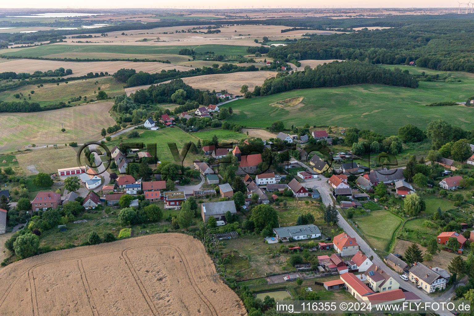 District Melzow in Oberuckersee in the state Brandenburg, Germany from above