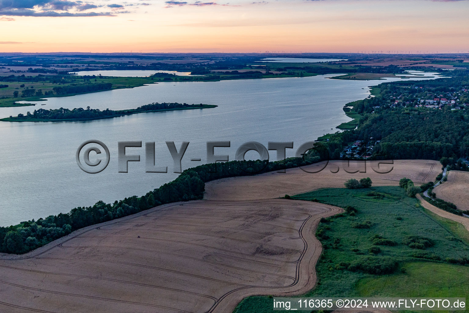 Oberuckersee in the state Brandenburg, Germany from above