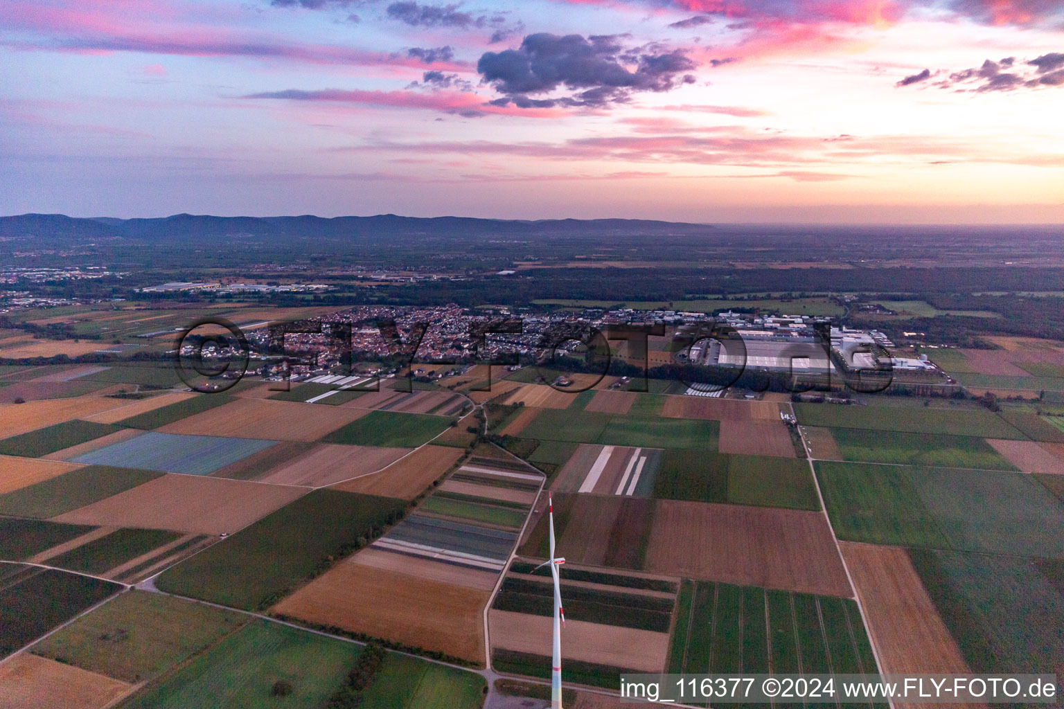 Aerial photograpy of Offenbach an der Queich in the state Rhineland-Palatinate, Germany