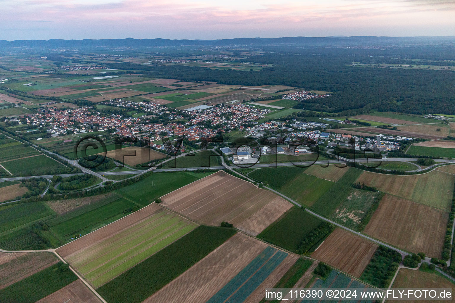 Schwegenheim in the state Rhineland-Palatinate, Germany viewn from the air