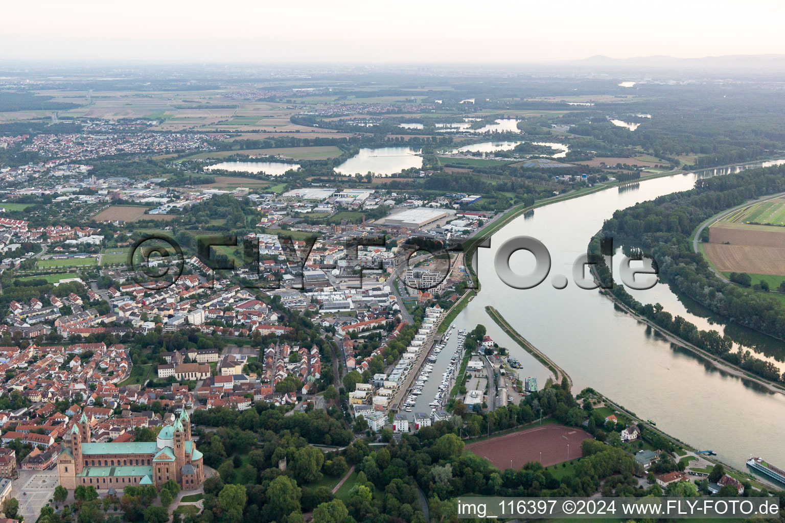 Rhine bank in Speyer in the state Rhineland-Palatinate, Germany