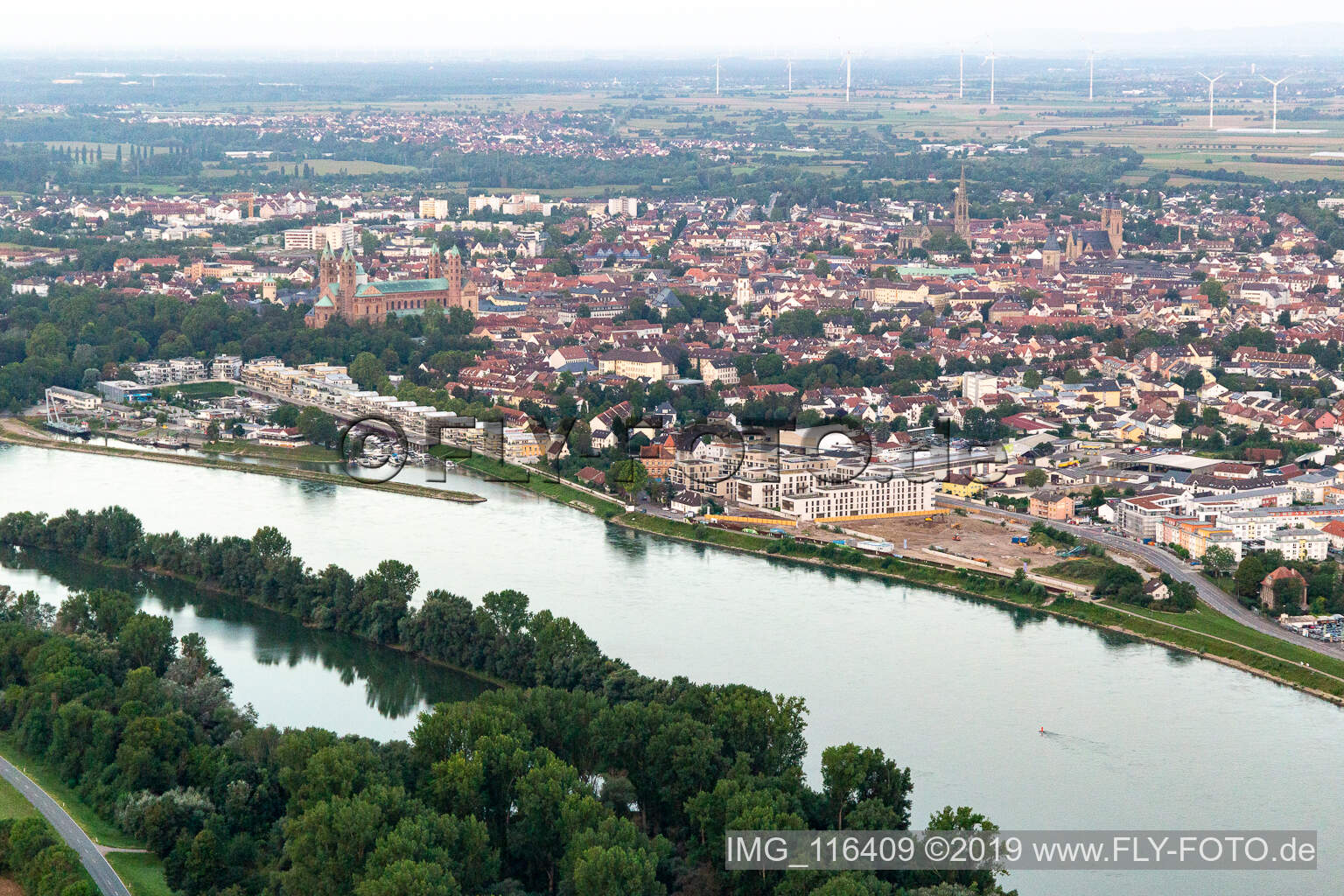 Aerial view of Marina in Speyer in the state Rhineland-Palatinate, Germany