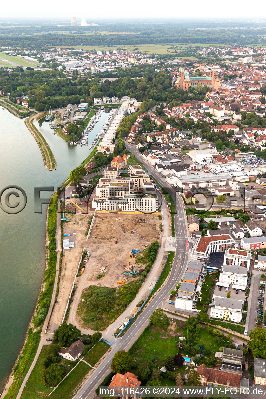 Residential and commercial building in the development area on the riverside Rhine: Alte Ziegelei / Franz-Kirmeier-Strasse in Speyer in the state Rhineland-Palatinate, Germany