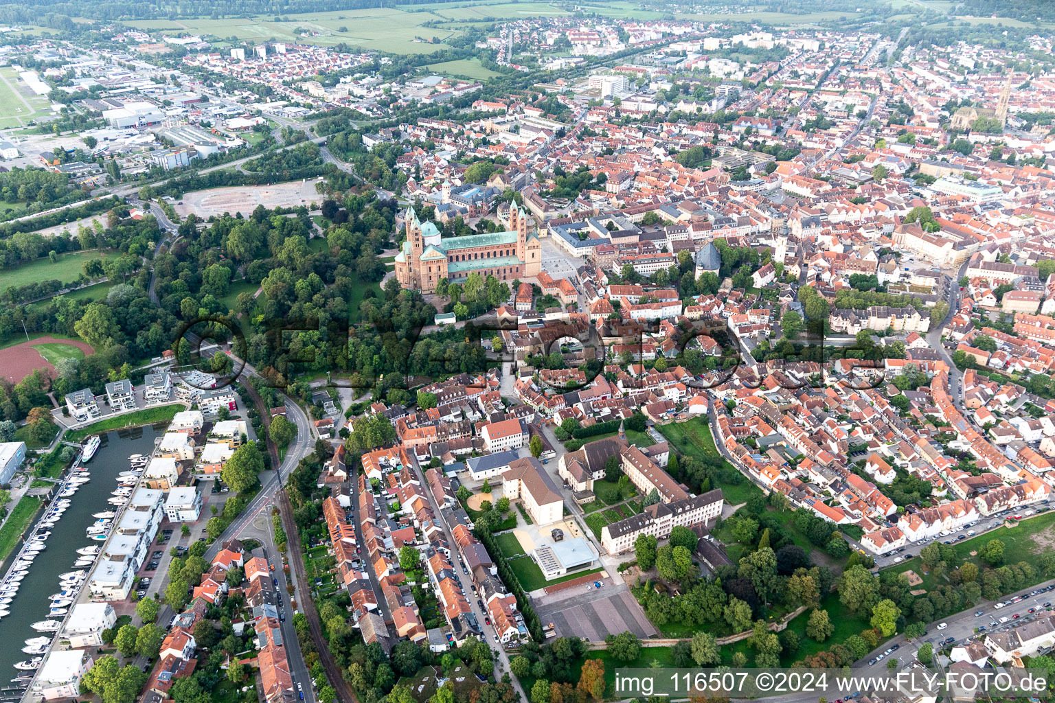 Speyer in the state Rhineland-Palatinate, Germany from above