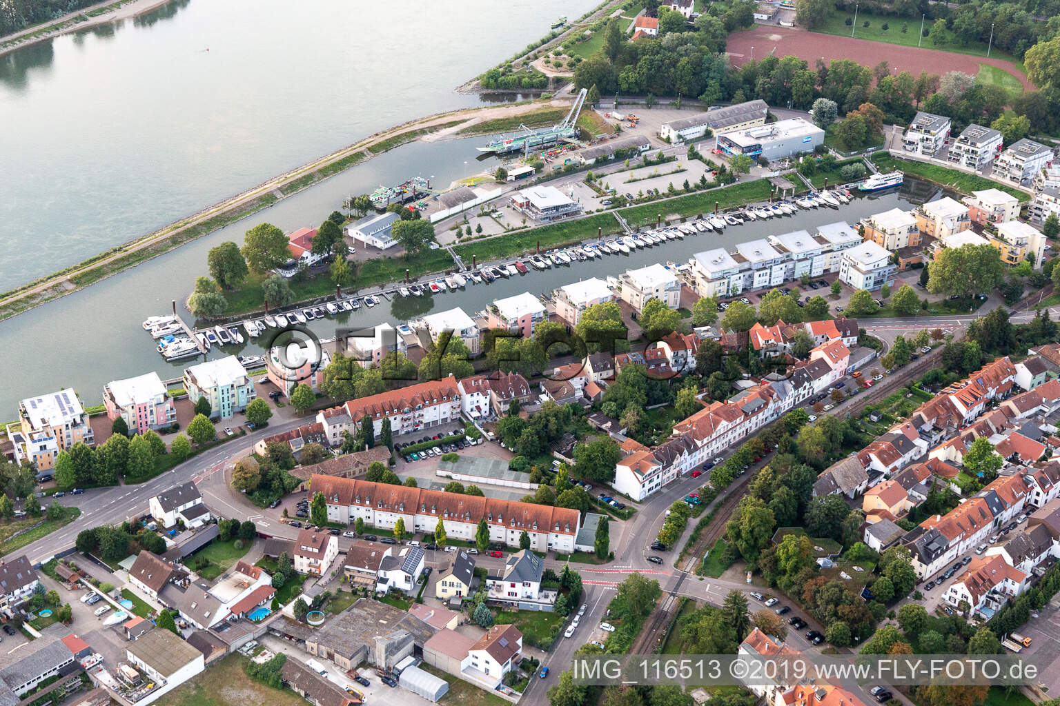 Aerial photograpy of Marina in Speyer in the state Rhineland-Palatinate, Germany