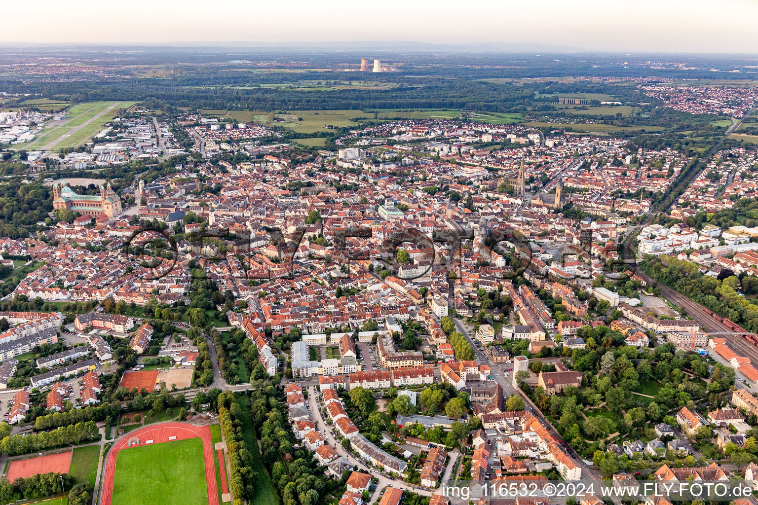 Drone recording of Speyer in the state Rhineland-Palatinate, Germany