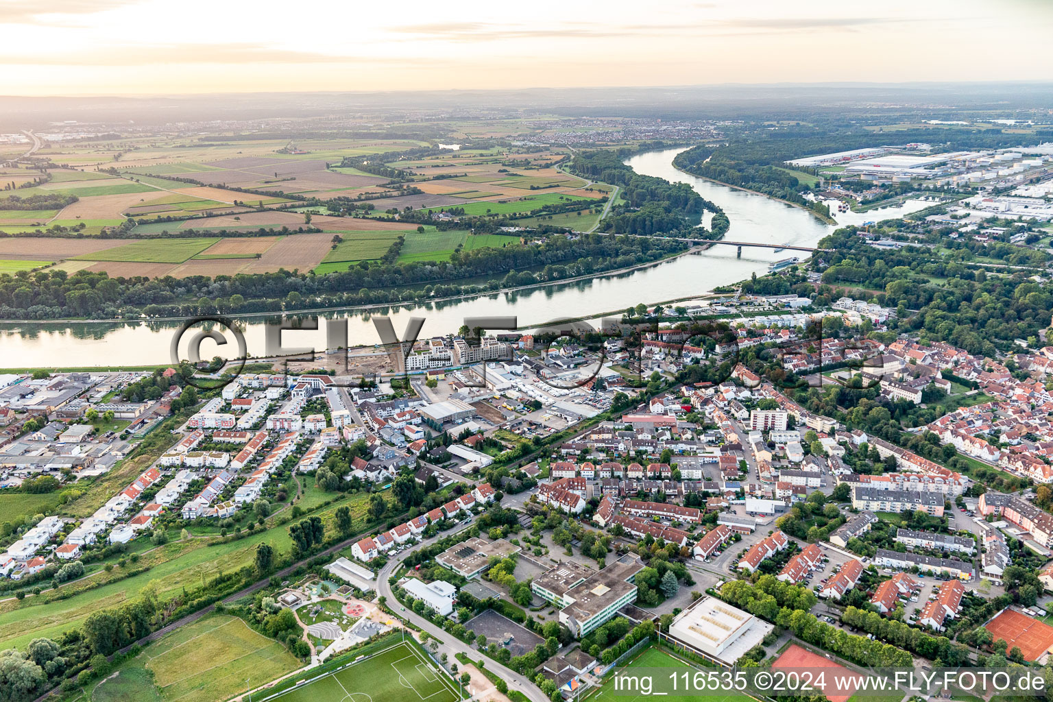 Aerial view of Rhine Bridge in Speyer in the state Rhineland-Palatinate, Germany