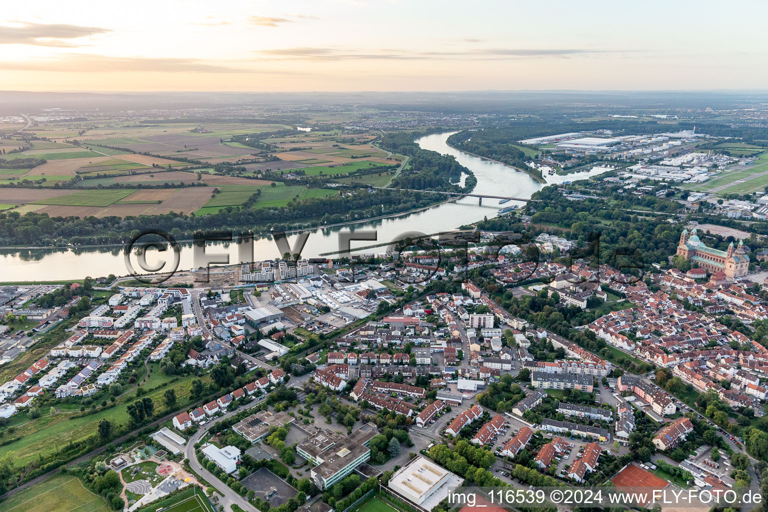 Aerial photograpy of Rhine Bridge in Speyer in the state Rhineland-Palatinate, Germany