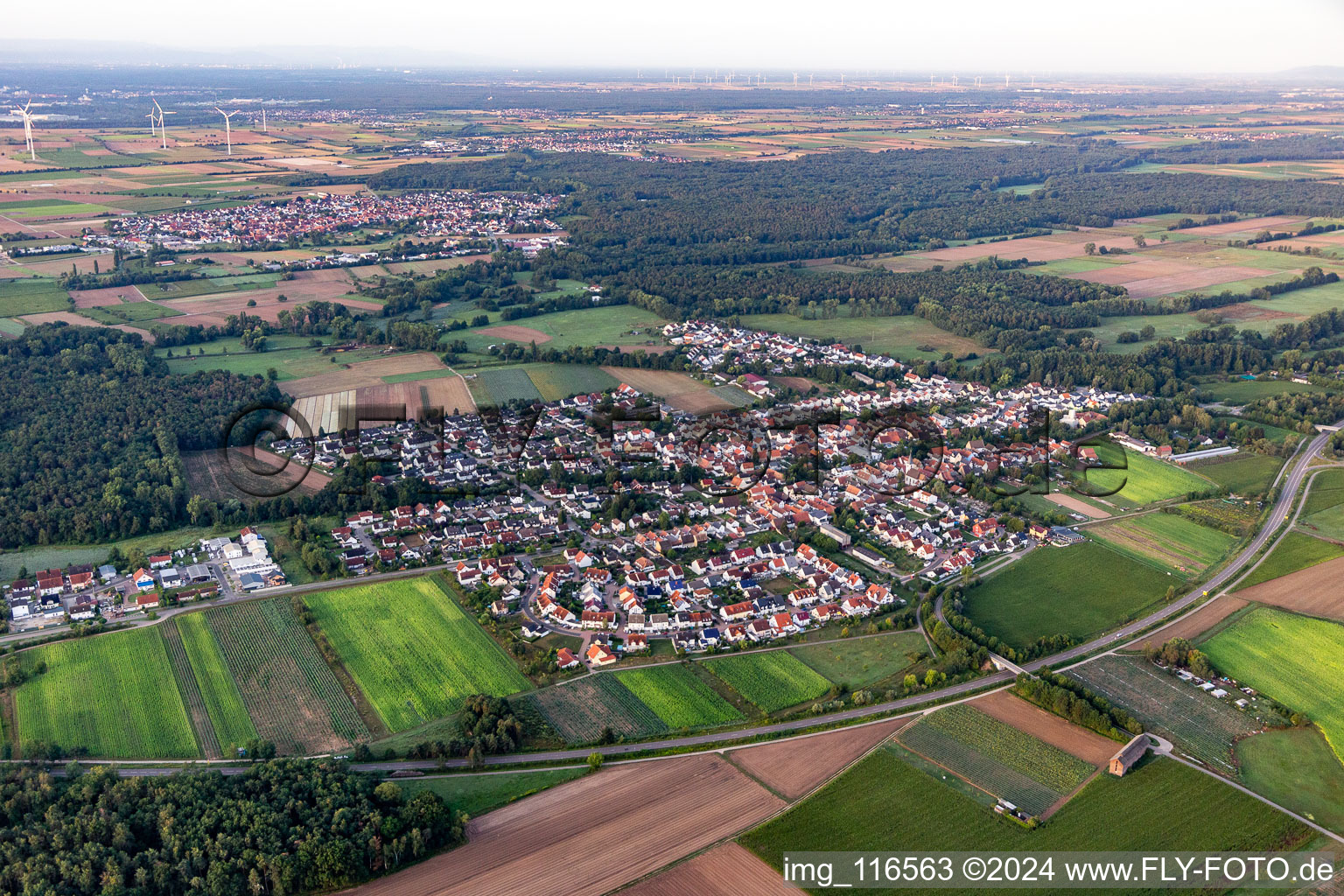 Hanhofen in the state Rhineland-Palatinate, Germany seen from above