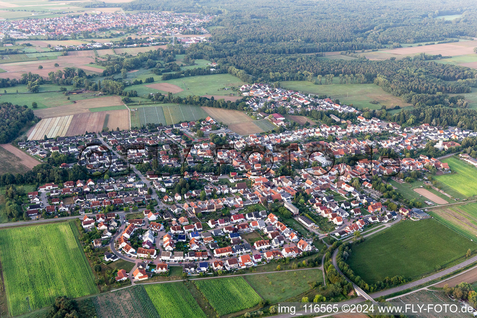 Hanhofen in the state Rhineland-Palatinate, Germany seen from above