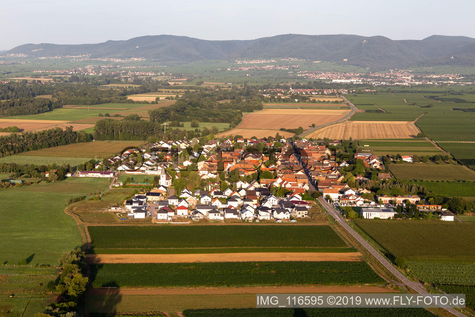 Aerial view of Altdorf in the state Rhineland-Palatinate, Germany