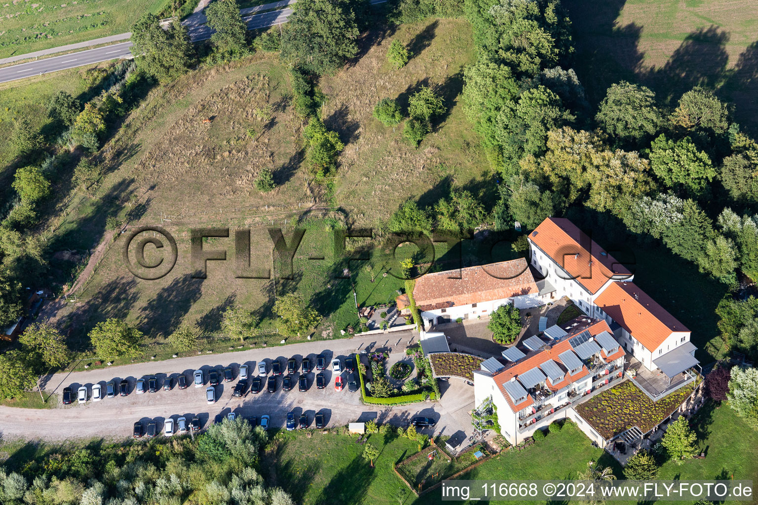 Aerial photograpy of Zeiskam mill in Zeiskam in the state Rhineland-Palatinate, Germany