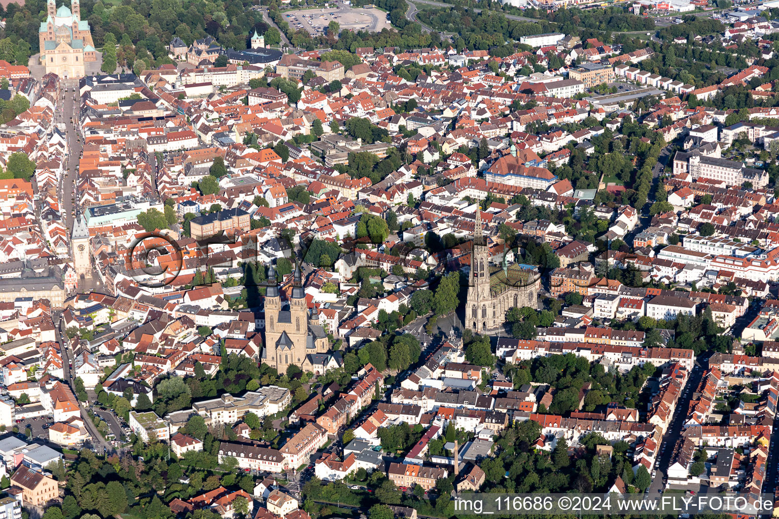 Speyer in the state Rhineland-Palatinate, Germany seen from a drone