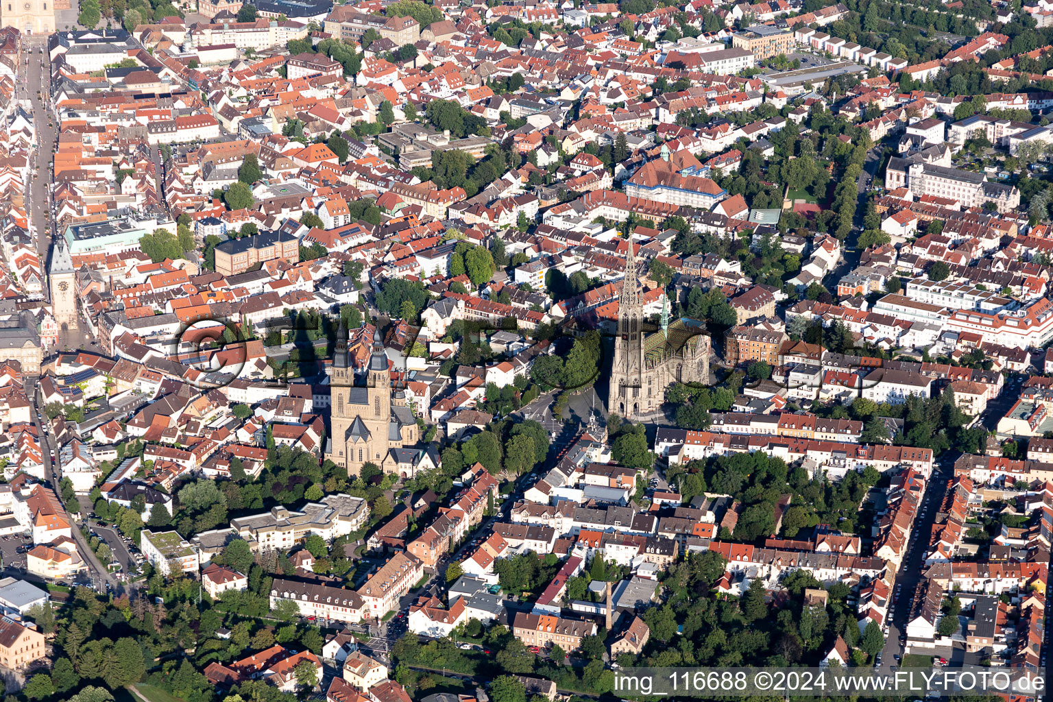 Aerial view of Speyer in the state Rhineland-Palatinate, Germany