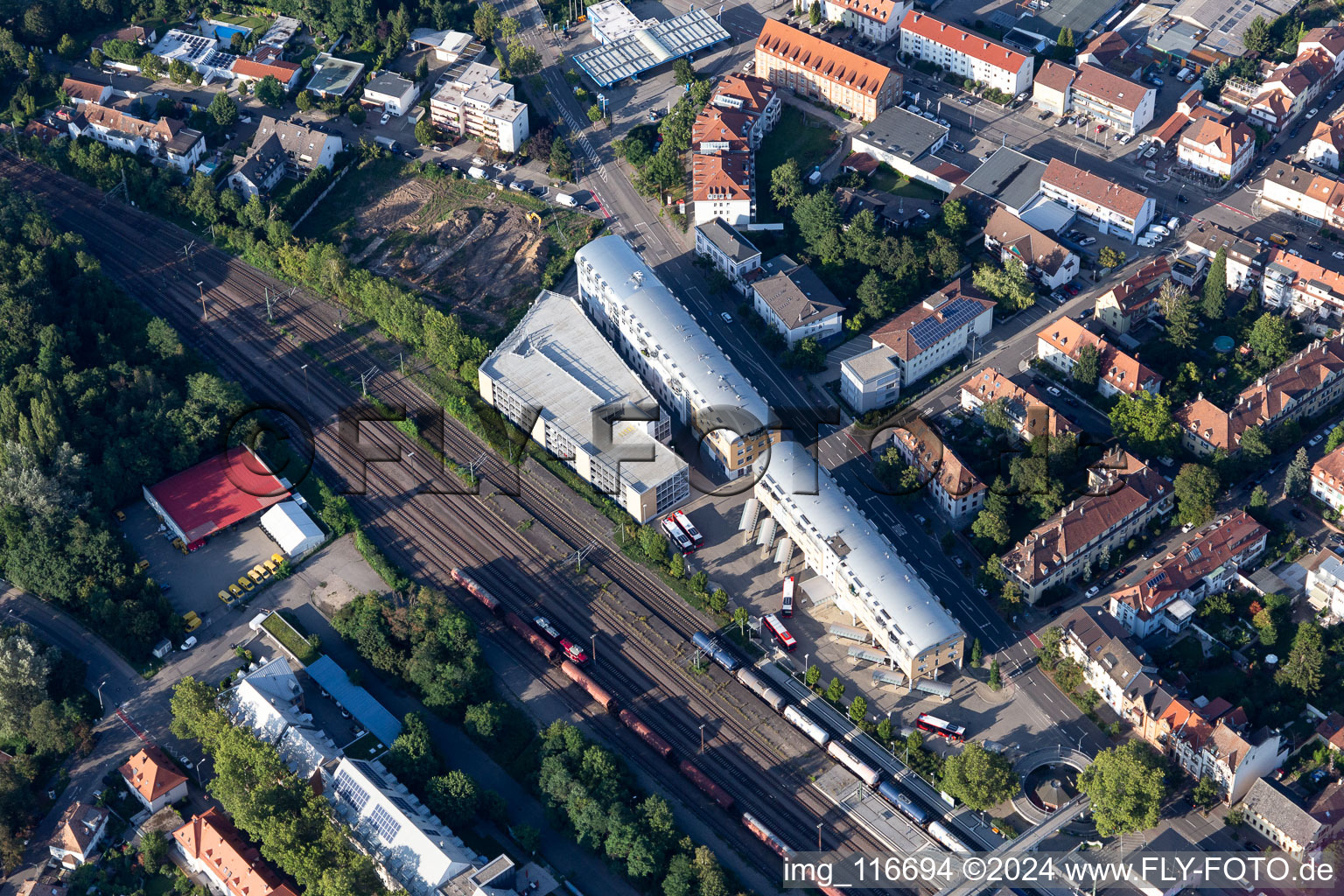 Parking deck on the building of the P+R car park at the train station in Speyer in the state Rhineland-Palatinate, Germany