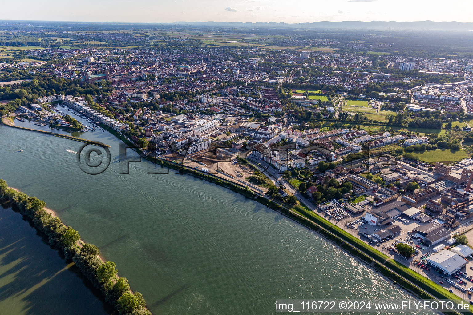 Drone image of Residential project on the banks of the Rhine in Speyer: Alte Ziegelei / Franz-Kirmeier-Straße in Speyer in the state Rhineland-Palatinate, Germany