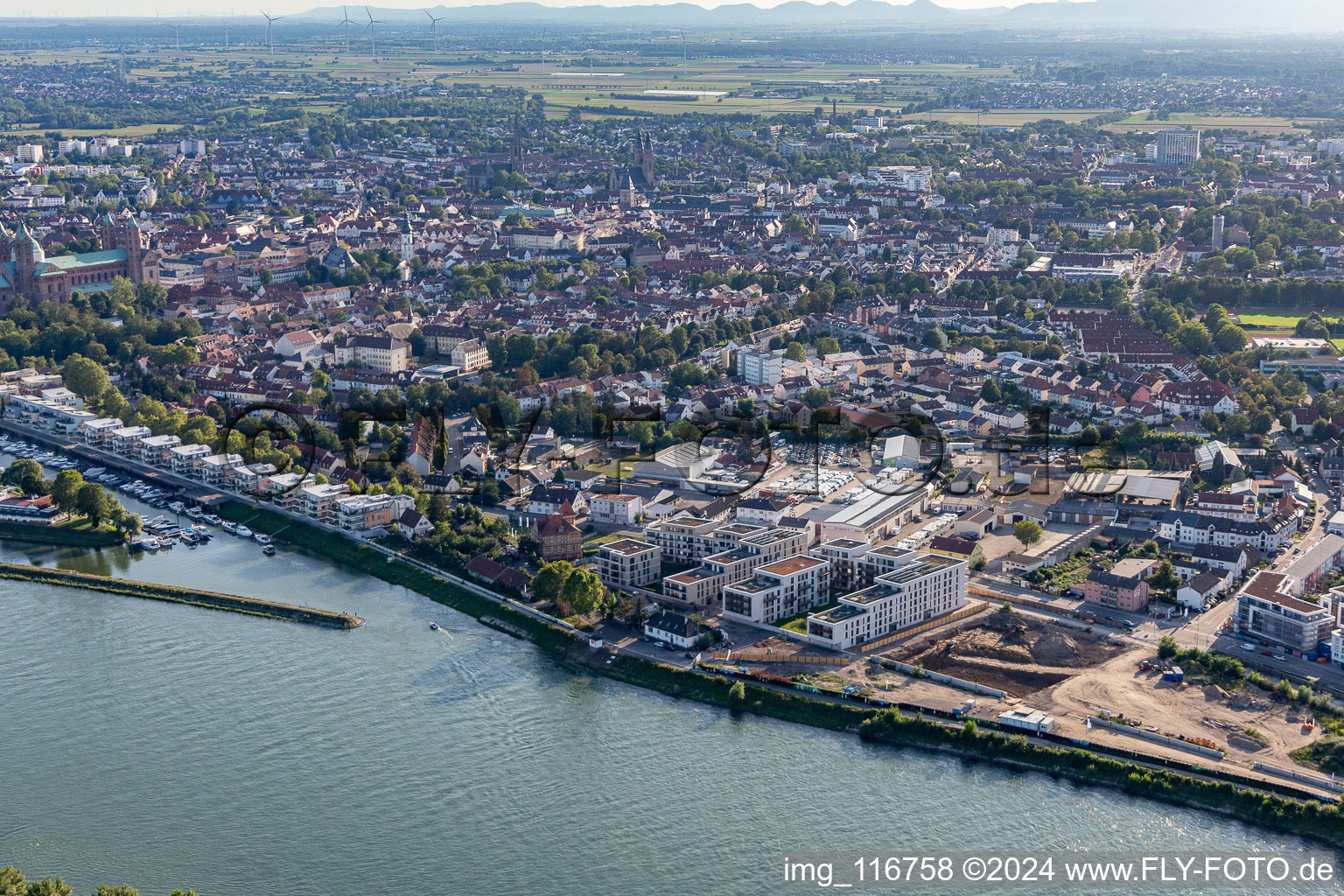 Residential project on the banks of the Rhine in Speyer: Alte Ziegelei / Franz-Kirmeier-Straße in Speyer in the state Rhineland-Palatinate, Germany from a drone