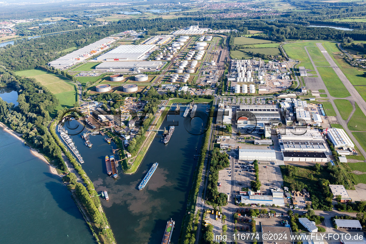 Aerial view of New Port in Speyer in the state Rhineland-Palatinate, Germany