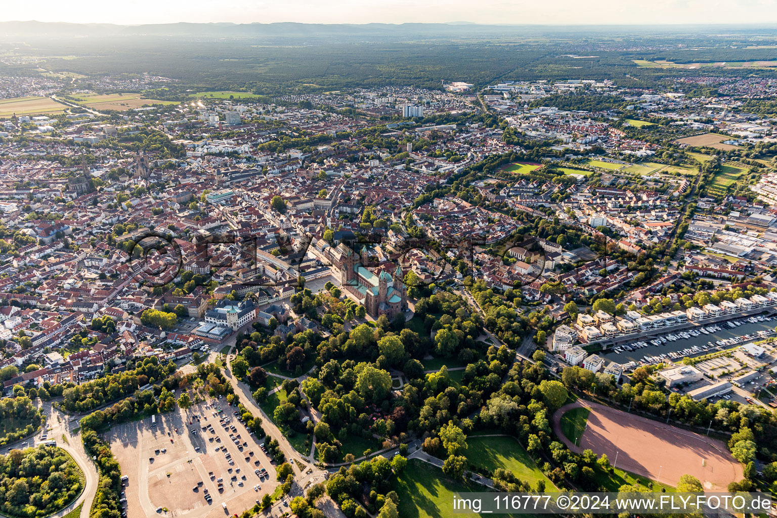 Drone recording of Speyer in the state Rhineland-Palatinate, Germany