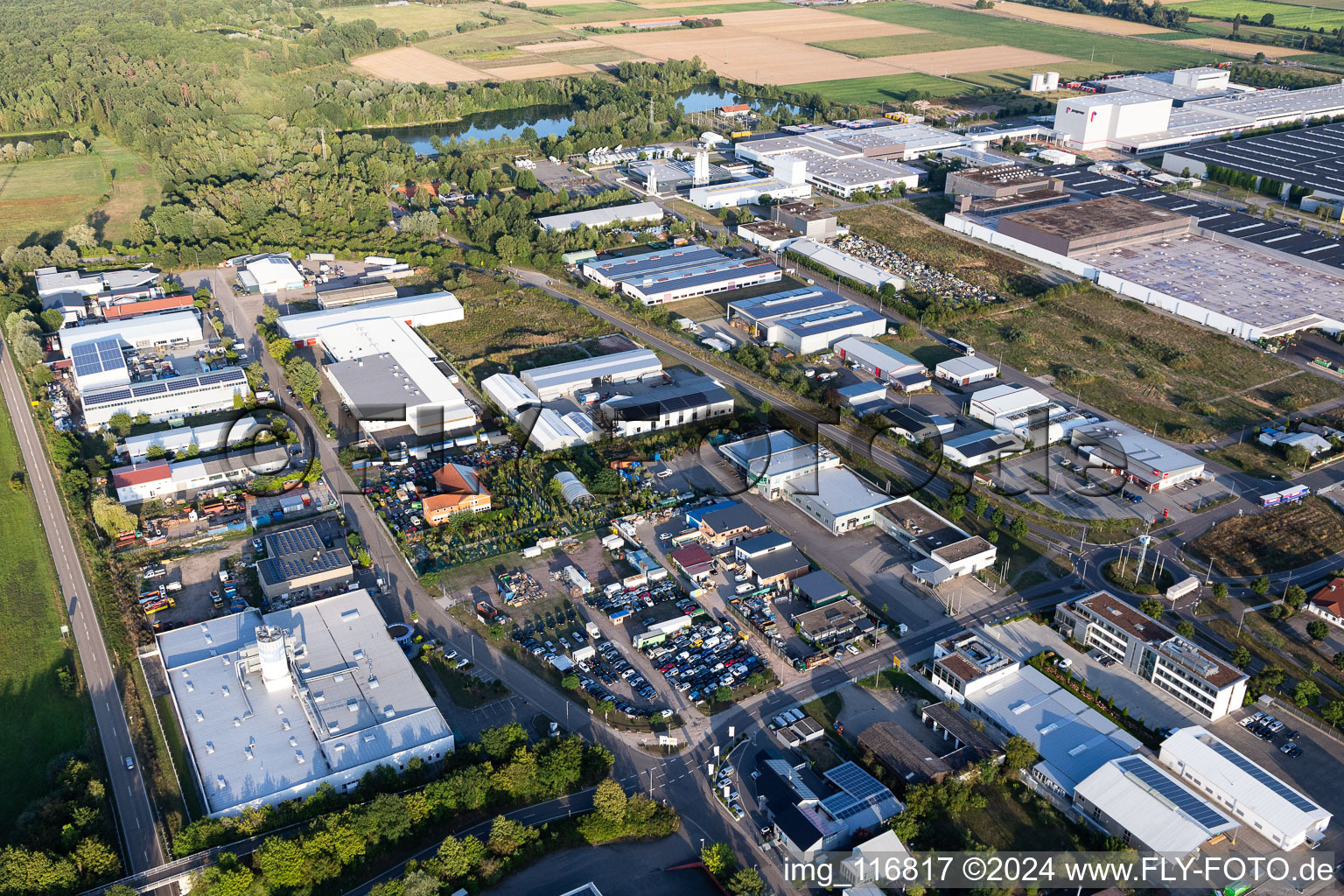 Industrial area In den Birkenwiesen in the district Offenbach in Offenbach an der Queich in the state Rhineland-Palatinate, Germany