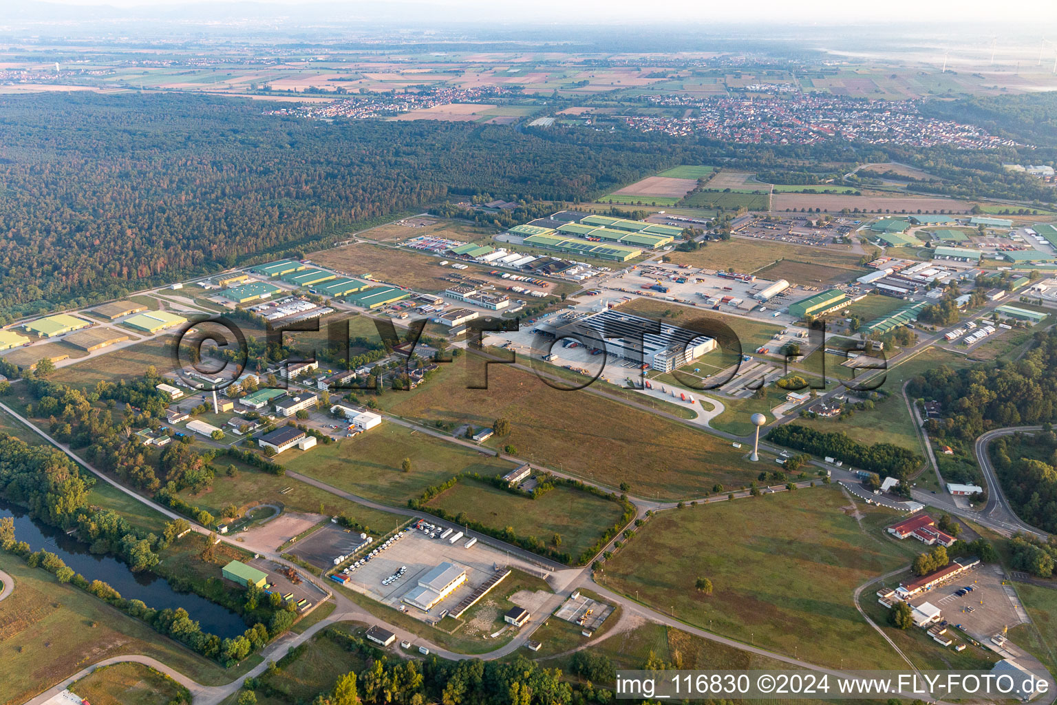 Lingenfeld in the state Rhineland-Palatinate, Germany seen from above