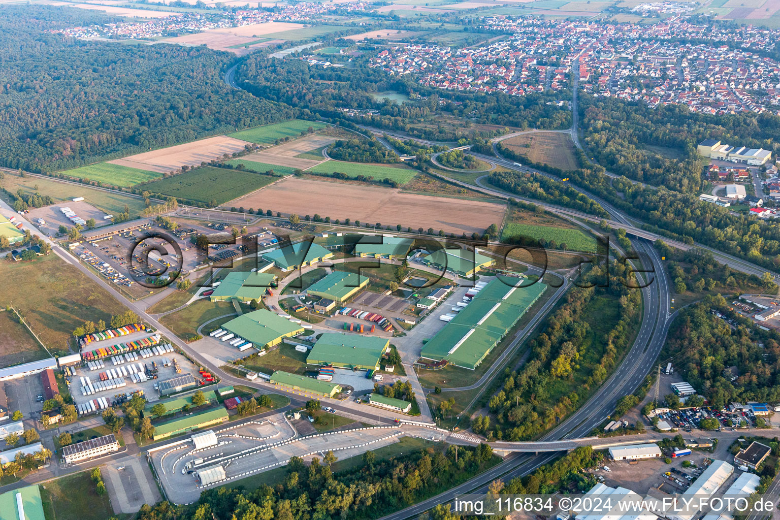 Aerial view of US Army Depot in Lingenfeld in the state Rhineland-Palatinate, Germany