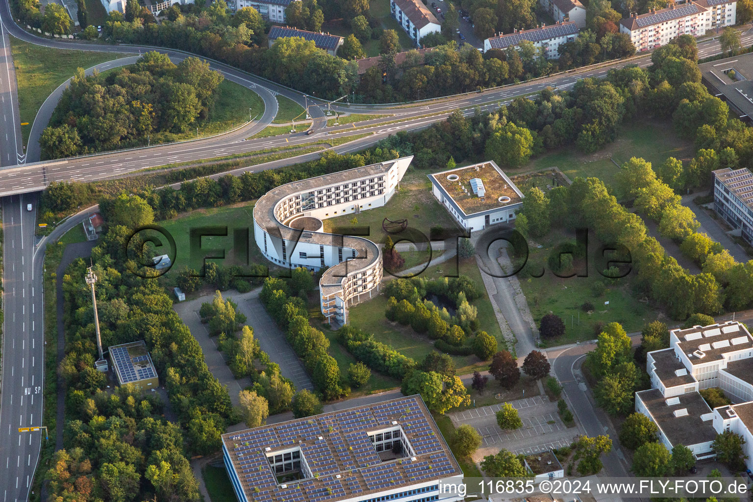 Curved Building complex of the Pedagogic Landesinstitut Rheinland-Pfalz in Speyer in the state Rhineland-Palatinate, Germany