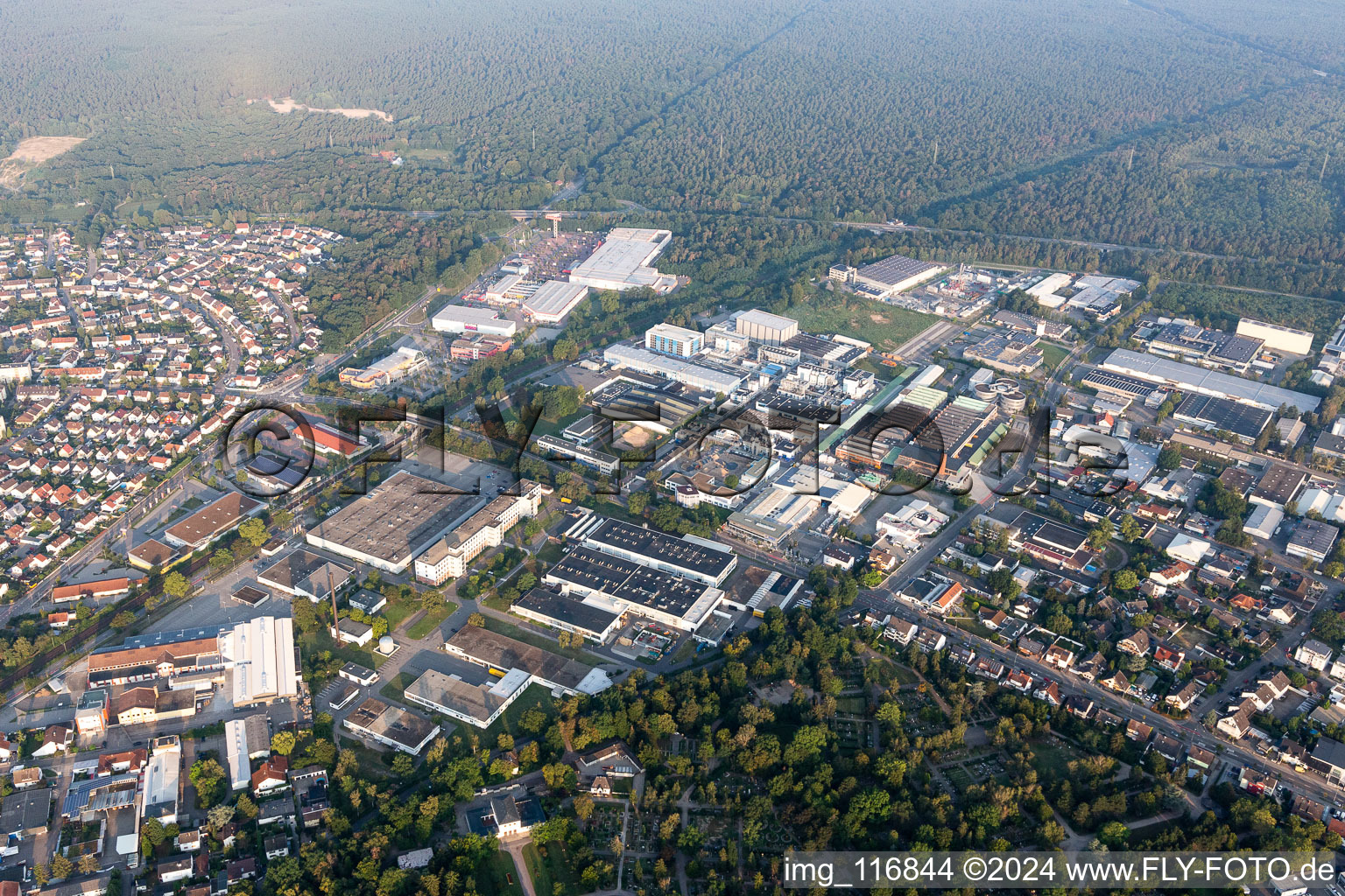 Aerial view of Industrial area NW in Speyer in the state Rhineland-Palatinate, Germany